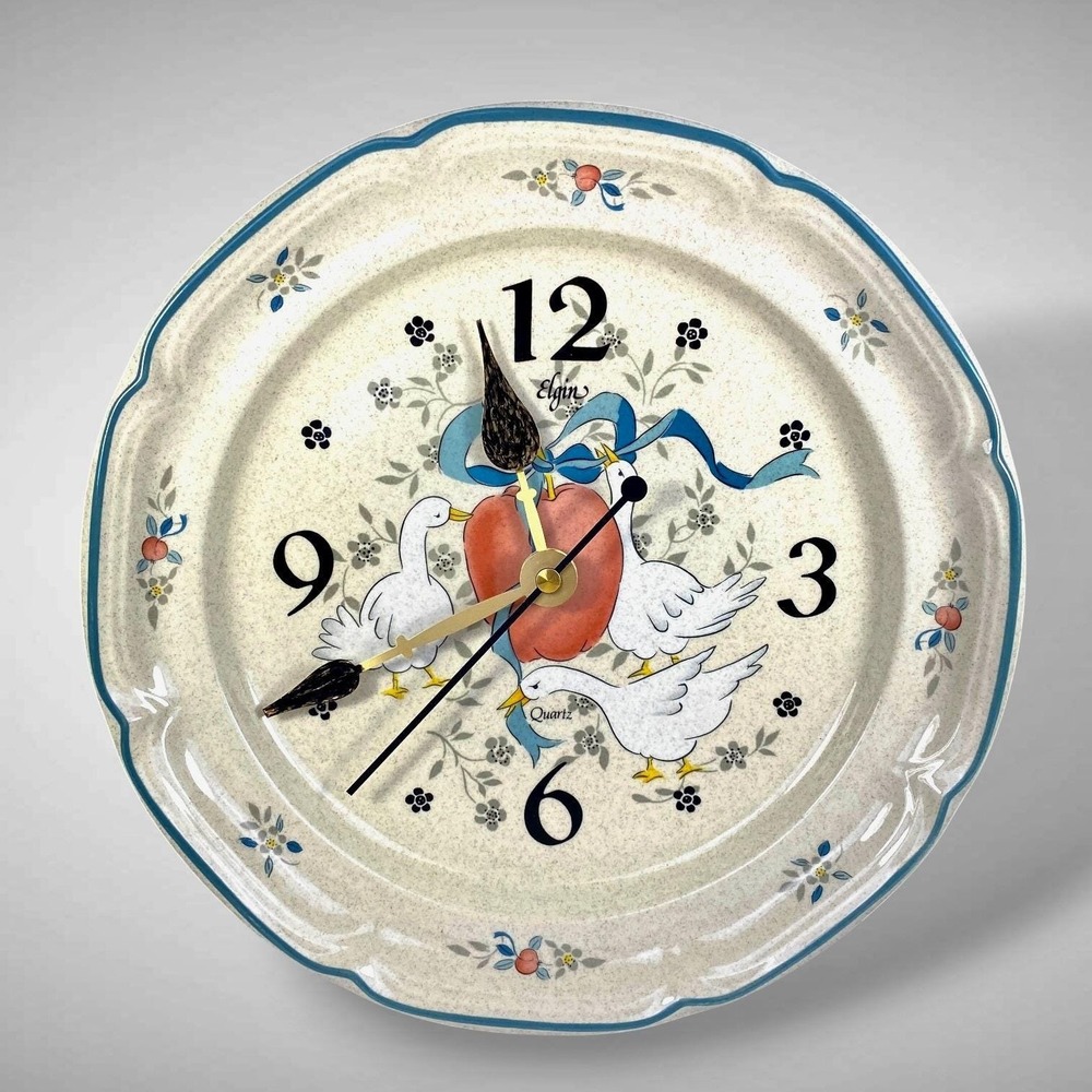 Blue Ribbon Goose Wall Clock Elgin Country Kitchen Farmhouse 1980s Marmalade